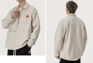 Veste de mode pour homme, haute qualité, personnalisée, décontractée, avec logo brodé, manches longues, en coton sergé, pour un look professionnel et sportif - Product Image 4