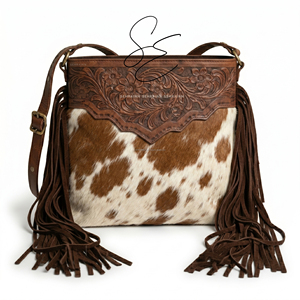 Bolso Bandolera de Cuero Genuino con Flecos Hechos a Mano, Estilo Vintage, Bolso de Hombro Bohemio para Mujer, Estilo Vaquero Occidental - Product Image 4