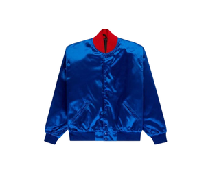 Custom <b>Men</b> Satin Varsity <b>Jacket</b> Blank Shiny Bomber <b>Jacket</b> Rib Knitted Collar College <b>Baseball</b> Letterman <b>Jacket</b> - Product Image 1