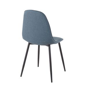 Set di 2 sedie da pranzo contemporanee Pebble in acciaio nero e tessuto blu - Product Image 4