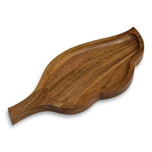Bandeja de Servir de Madera de Acacia con Diseño Rústico Hecho a Mano en Forma de Hoja, Plato Decorativo para Diwali, Navidad, Té, Café, Aperitivos, Mesa - Product Image 5
