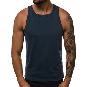 T-shirt sans manches pour homme en coton de qualité supérieure, logo personnalisé, coupe slim, t-shirt uni pour homme, t-shirts de sport - Product Image 5
