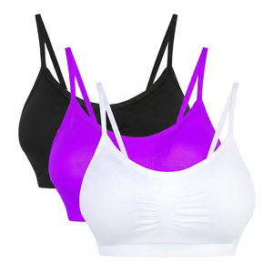 Women Sports Bra Neck Light Support Yoga Breathable Solid Color White Beige Black - Product Image 3
