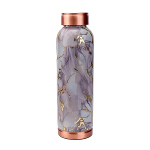 Linda botella de agua amarilla con diseño de sol y nubes, botella de cobre portátil para viajes. - Product Image 3