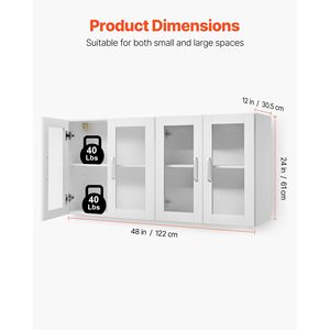 "2-Tier Wall-Mounted <b>Kitchen</b> <b>Storage</b> Cabinet with 4 Doors & Adjustable Shelf <b>for</b> Laundry Room" - Product Image 2
