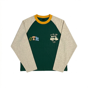 Camiseta de Algodón Premium con Mangas Raglán para Mujer, Logotipo Personalizado, Diseño Gráfico, Dos Tonos, Estilo Béisbol, Manga Larga, Oversize, Streetwear Unisex - Product Image 2