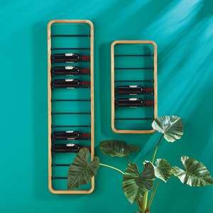 Estante de pared para vinos de estilo escandinavo moderno, de madera clara y metal negro, vertical, para 6 botellas, estante de exhibición y almacenamiento. - Product Image 6