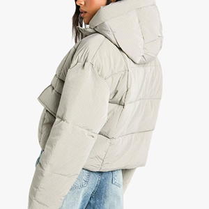 Veste matelassée réversible imperméable de haute qualité pour femmes, veste d'hiver à capuche en fourrure brillante, veste à bulles tendance - Product Image 2