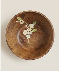 Bol en bois d'acacia fait main, motif floral, style minimaliste, écologique, durable, compatible lave-vaisselle, idéal pour les fêtes, les fruits, les collations, les cadeaux - Product Image 3