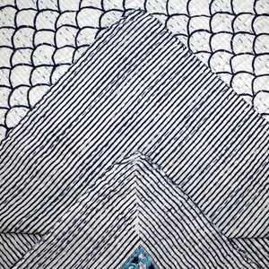 Handmade Cotton <b>Quilted</b> Kantha <b>Bedspread</b> Set Hand Block Jaal Printed Floral Pattern for Home Use - Product Image 5