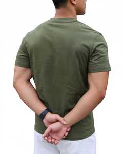 Men's Slim Fit 100% Cotton <b>Olive</b> <b>Green</b> O Neck Short Sleeve <b>T</b>-<b>Shirt</b> Geometric Pattern Print Casual Tee - Product Image 5