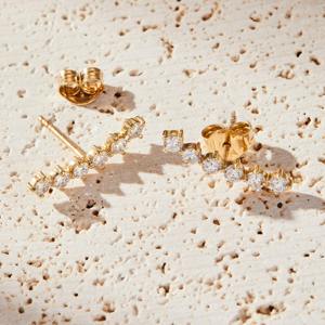 14K Solid Gold Lab Diamond <b>Ear</b> Climbers IGI Certified Minimalist <b>Crawler</b> Earrings Wedding & Elegant Jewelry for Her - Product Image 1