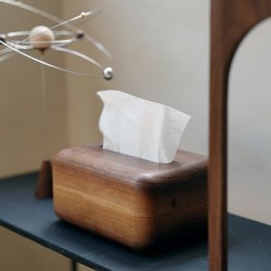 Premium Wooden Tissue Holder Box Handcrafted Natural Finish Elegant Classic Home Decor Durable Eco-Friendly Organizer Adhesive - Product Image 2