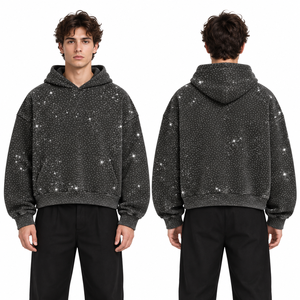 Sudaderas con capucha y puños acanalados, estilo oversize, con pedrería, para ropa de ocio, detalles decorativos llamativos, surtido de boutique - Product Image 3