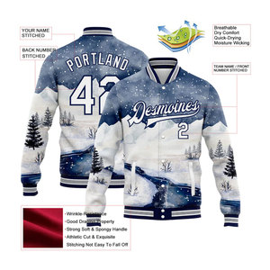Chaqueta Varsity de Invierno Personalizada para Hombre, Diseño de Sublimación con Estampado de Paisaje Nevado, Nombre y Número Personalizados, Estilo Preppy - Product Image 2