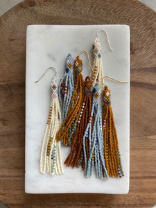 Handcrafted Trendy <b>Top</b> Selling Beaded Drop <b>Earrings</b> Customizable color Big Seed Bead Embroidery Full Embroidered Beaded <b>Earrings</b> - Product Image 5