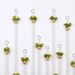 Décoration suspendue artisanale en perles florales roses fraise avec cordon de perles pour porte, mur, entrée, Pooja, mariage, décoration festive pour la maison - Product Image 5