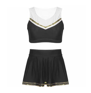 ชุดยูนิฟอร์มเชียร์ลีดเดอร์สีขาว เสื้อแขนกุดผ้าสแปนเด็กซ์ กางเกงขาสั้น โพลีเอสเตอร์ 100% ชุดสำหรับเด็กผู้หญิง รับสกรีนโลโก้ด้วยความร้อน - Product Image 1