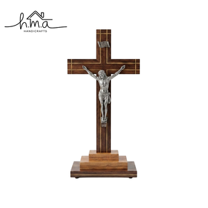 Croix murale en laiton artisanal avec crucifix de Jésus, décoration religieuse chrétienne en bois, à suspendre, pour église, maison, cadeau de prière - Product Image 4