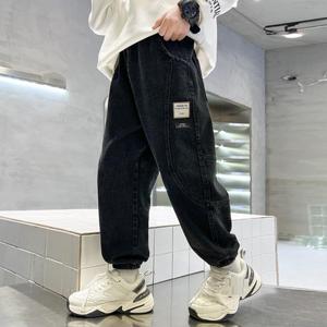 Pantalones Vaqueros de Mezclilla para Niños, Primavera-Otoño, Estilo Desgastado, Color Blanco, Corte Ajustado, 100% Algodón Ecológico, Tallas Grandes, Transpirables - Product Image 5