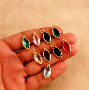 Wholesale Marquise Apatite Quartz Gemstone Charms - Gold Plated Crystal <b>Pendants</b> - Handmade DIY Jewelry Making Supplies - Product Image 5