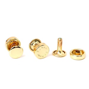 OEM 2026 Custom Gold Round Flat Head Single Hollow <b>Rivet</b> Double Cap Brass Tubular Stud Button for Shoe Bag garment eyelets - Product Image 3