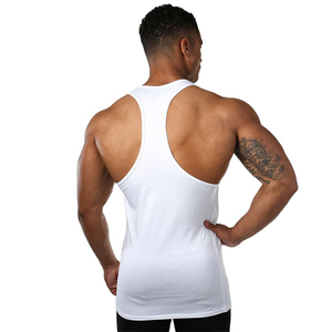 <b>Men's</b> <b>White</b> 100% Polyester O-Neck Tank Top Casual Breathable Solid Color Knitted Workout Wear - Product Image 2