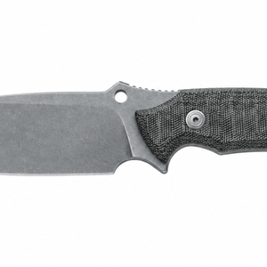 Cuchillos de caza de hoja fija grises con hoja de punta caída con acabado stonewashed, mango texturizado negro y orificio para cordón para actividades al aire libre - Product Image 5