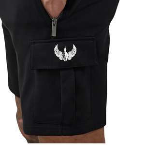 Shorts cargo noirs pour hommes, décontractés, pour le sport, la gym, avec poches utilitaires, pour la course à pied, vêtements de sport d'été - Product Image 3
