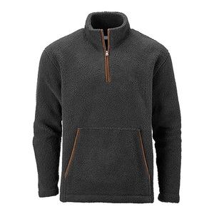 Chaqueta de lana sherpa negra para hombre, gruesa, con cuello alto y media cremallera, abrigo de invierno - Product Image 6