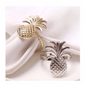 Nouveauté : Ensemble de 4 anneaux de serviette en métal élégants au design ananas pour la décoration de table de mariage, de Noël et des fêtes - Product Image 2