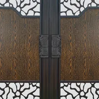 Portail Principal Moderne de Luxe en Fer Forgé avec Panneaux Décoratifs en Métal et Finition Bois, Portail d'Entrée Résidentiel Élégant