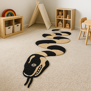 Contemporary Abstract zigzag Area Rug Handmade Wool <b>Carpet</b> Non-Slip Pet Friendly snake Bedroom Living Room Picnic Home Decor - Product Image 1