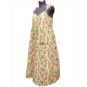 Robe longue d'été pour femme en coton imprimé à la main, lavable, respirante, style bohème Y2K, décontractée, taille naturelle courte, élégante et douce - Product Image 4
