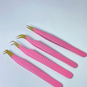 High Quality Stainless Steel Anti-Magnetic Durable Silver Diamond Grip Tweezers <b>Set</b> for Volume Eyelash Extension Eye - Product Image 1