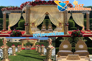 Glamoroso Mandap Dorado Tallado para Bodas, Aspecto Exquisito, Mandap Dorado Tallado para Bodas, Nuevo Mandap Indio Dorado Tallado para Bodas en EE. UU. - Product Image 3