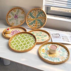 Plateau en rotin incrusté de nacre artistique pour centres de table décoratifs avec options OEM, léger et écologique, Vietnam - Product Image 5