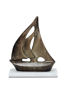 Escultura Moderna Abstracta de Velero de Aluminio |   Estatua de Barco Náutico Metálica Hecha a Mano sobre Base de Mármol, Decoración para el Hogar u Oficina, Regalo - Product Image 2
