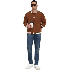 Chaqueta Varsity con Forro Polar para Hombre, Mezcla de Lana y Poliéster, Interior Cálido y Afelpado, Chaqueta de Béisbol Universitaria de Invierno con Botones a Presión - Product Image 2