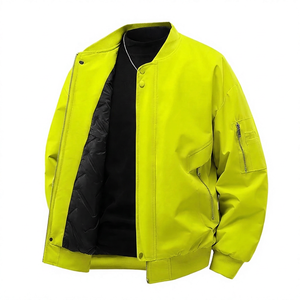 <b>Men's</b> <b>White</b> Coated Streetwear <b>Jacket</b> Stand Collar Zipper Windproof Casual Autumn Wear Loose Fit Solid Color Cotton Lining - Product Image 2