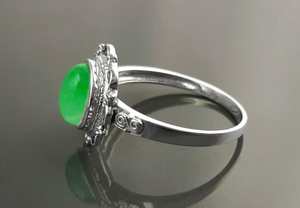 แหวนหยกเขียวแท้ เงินสเตอร์ลิง สไตล์โบโฮ ประดับด้วยหินธรรมชาติรูปไข่ขนาดกลาง วินเทจ เครื่องประดับโบราณสำหรับผู้หญิง - Product Image 2