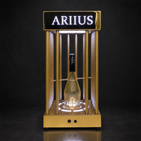 Présentoir à Bouteilles LED Personnalisé en Forme de Cage à Oiseaux, Présentoir à Vin pour Service VIP en Boîte de Nuit, Glorificateur de Vin en Fer, Présentoir d'Ambiance pour Bar