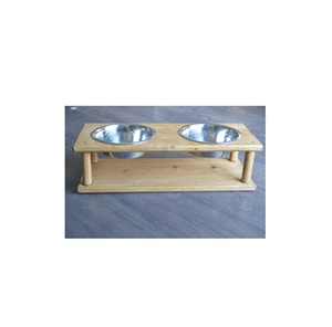 Comedero Ecológico para Perros de Madera con Interior de Acero Inoxidable, Diseño Explore Wander, Plato Redondo para Comida y Leche para Mascotas - Product Image 1