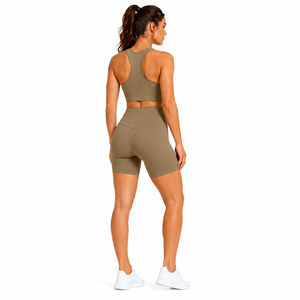 Solid <b>Colour</b> Yoga Gym <b>Set</b> Women High Elastic Activewear Two Piece Workout <b>Set</b> Breathable Sportswear <b>Set</b> Tight Fitness Clothing - Product Image 3