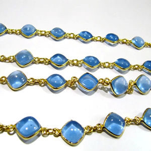 Chaîne connectrice carrée en calcédoine bleue naturelle, vendue au mètre - Product Image 4