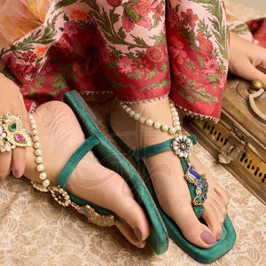 Sandales faites à la main personnalisables, tendance mode, doublure en velours doublement rembourrée, antidérapantes, imprimées vert bouteille, pour toutes les saisons - Product Image 4
