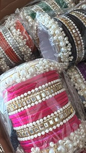 Colorful Islamic Wedding <b>Crystal</b> Rhinestone Imitation Pearl Bangles Set Stackable <b>Bracelets</b> Womens Trendy Fashion Jewelry - Product Image 4