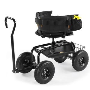 รถเข็นทำสวนพร้อมที่นั่งสบายและเก้าอี้หมุนได้ 360 องศาสำหรับปลูกต้นไม้ - Product Image 4