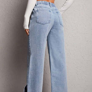 Jeans de Mezclilla Casuales para Mujer, Corte Ajustado, Cintura Alta, Pierna Ancha, Estilo Vintage, Lavables, con Múltiples Bolsillos, Gran Venta - Product Image 5