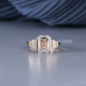 Bague en or jaune 14 carats avec moissanite taille baguette et taille émeraude pour femme, luxe, 3,59 carats au total, 4,2 grammes, mariage, fiançailles - Product Image 1